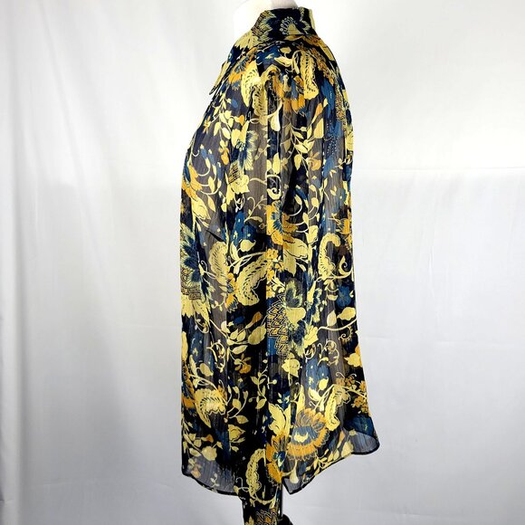 Boho Chic Soft Surroundings Keyhole Collar Button Up Blouse Size L - Picture 5 of 16